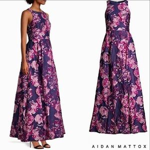 New Aidan Mattox Hand embroidered Brocade Cocktail Holiday Prom Formal Gown